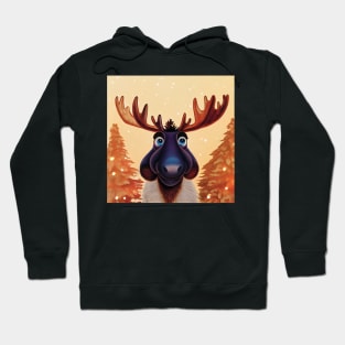 Christmas Moose in the snow Hoodie